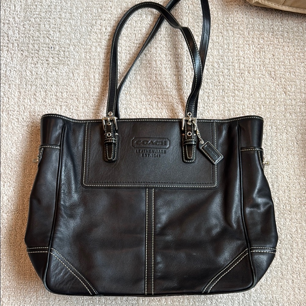 Coach Black Leather Tote Bag